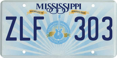 MS license plate ZLF303