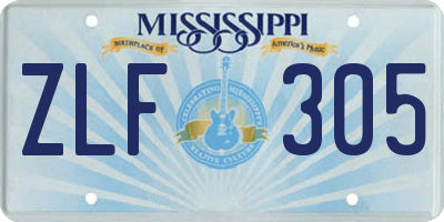 MS license plate ZLF305