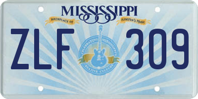 MS license plate ZLF309