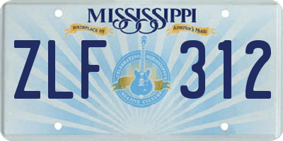 MS license plate ZLF312