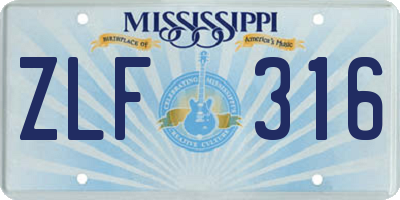 MS license plate ZLF316