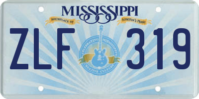 MS license plate ZLF319