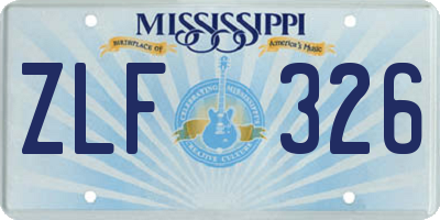 MS license plate ZLF326