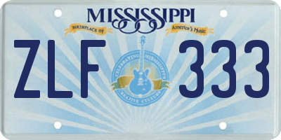 MS license plate ZLF333