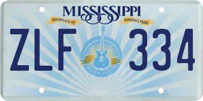 MS license plate ZLF334