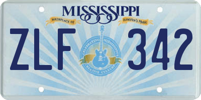 MS license plate ZLF342