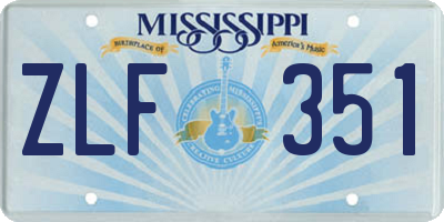 MS license plate ZLF351