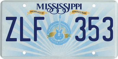 MS license plate ZLF353