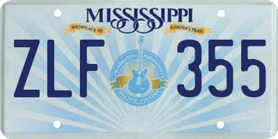 MS license plate ZLF355