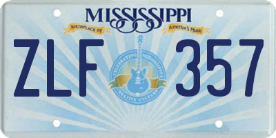MS license plate ZLF357