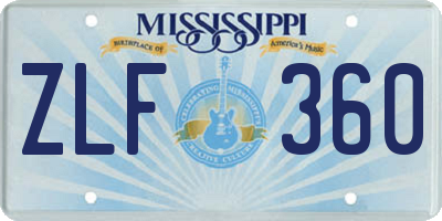 MS license plate ZLF360
