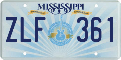MS license plate ZLF361
