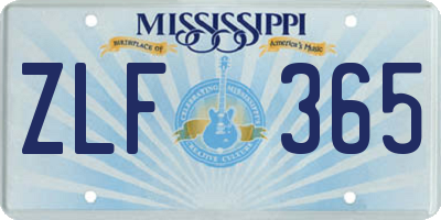 MS license plate ZLF365