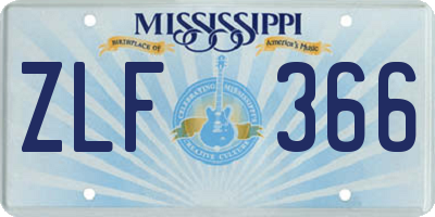 MS license plate ZLF366