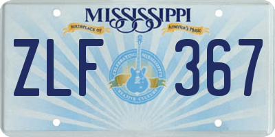 MS license plate ZLF367
