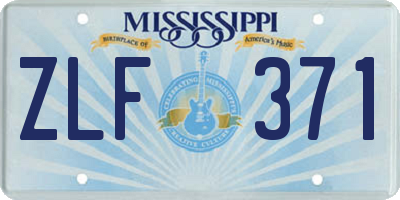 MS license plate ZLF371