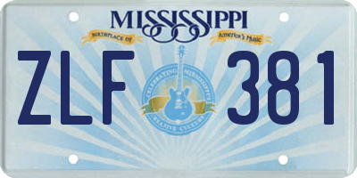MS license plate ZLF381