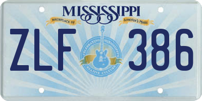 MS license plate ZLF386
