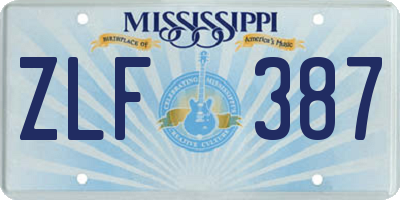 MS license plate ZLF387