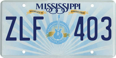 MS license plate ZLF403