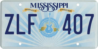 MS license plate ZLF407