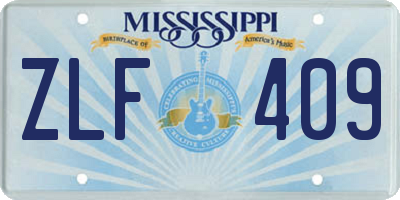 MS license plate ZLF409
