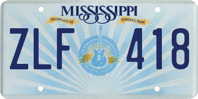 MS license plate ZLF418