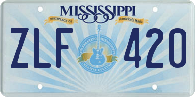 MS license plate ZLF420