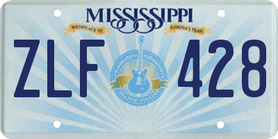 MS license plate ZLF428