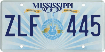 MS license plate ZLF445