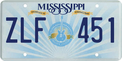 MS license plate ZLF451