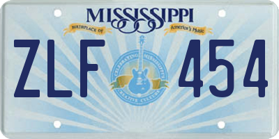 MS license plate ZLF454