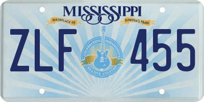 MS license plate ZLF455