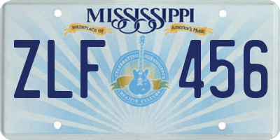 MS license plate ZLF456
