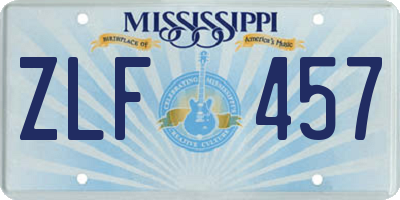 MS license plate ZLF457