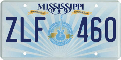 MS license plate ZLF460