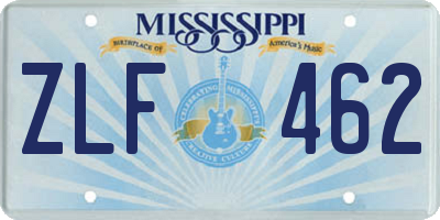 MS license plate ZLF462