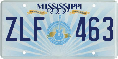MS license plate ZLF463