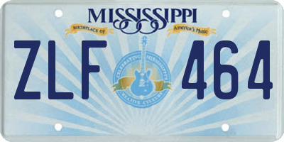 MS license plate ZLF464