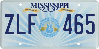 MS license plate ZLF465