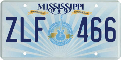 MS license plate ZLF466