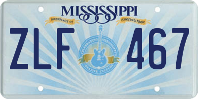 MS license plate ZLF467