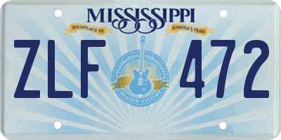 MS license plate ZLF472