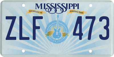 MS license plate ZLF473