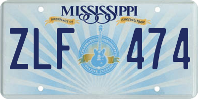 MS license plate ZLF474