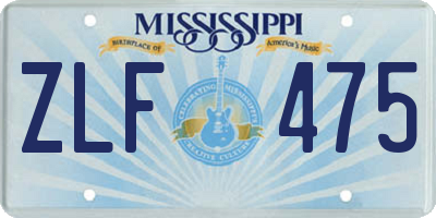 MS license plate ZLF475