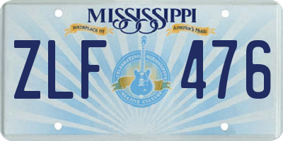 MS license plate ZLF476
