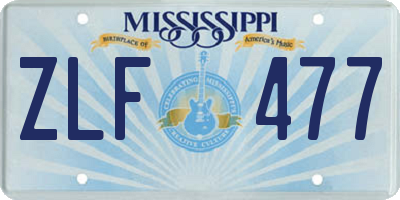 MS license plate ZLF477