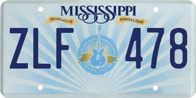 MS license plate ZLF478