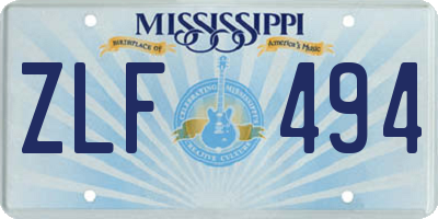MS license plate ZLF494